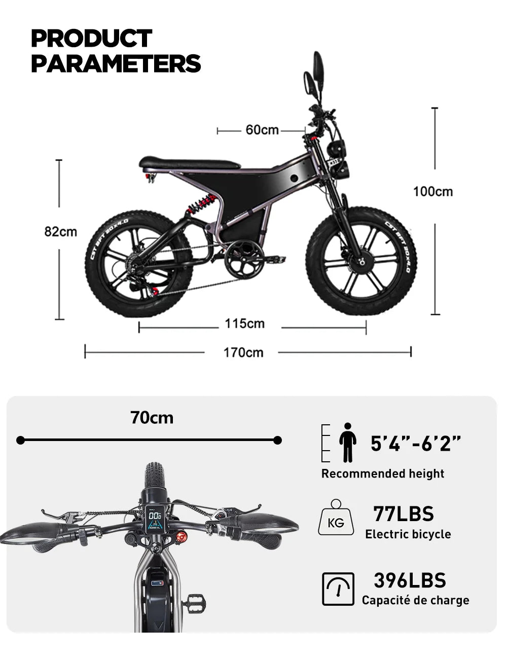Elektrofahrrad mit Doppelmotor 2×1000W und herausnehmbarem Akku