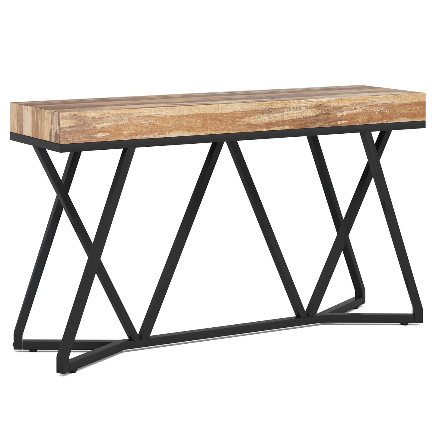 Houten haltafel met uniek metalen onderstel