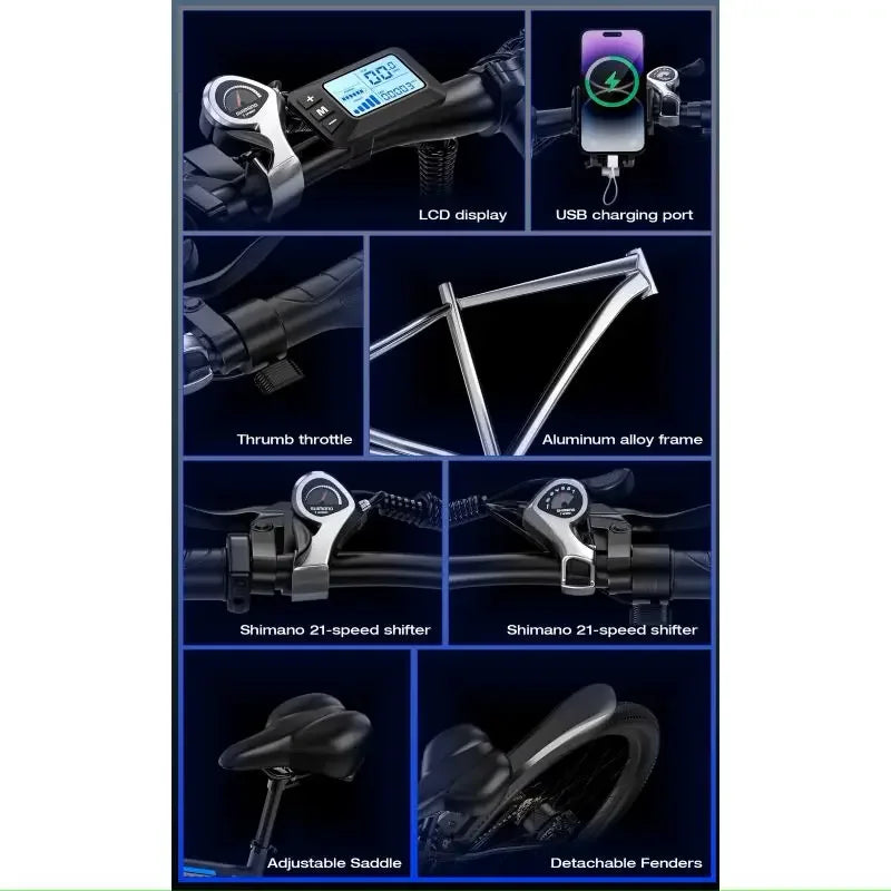 Elektrofahrrad 750W Motor 48V17.5Ah herausnehmbarer Akku
