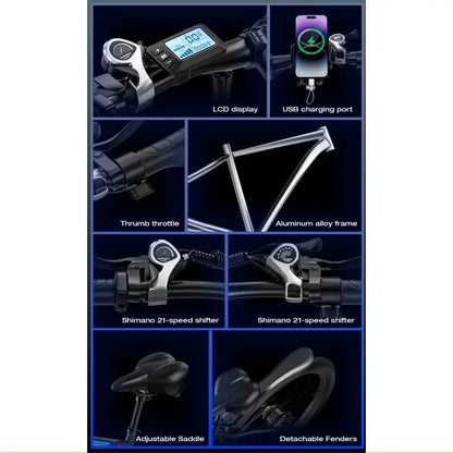 Elektrofahrrad 750W Motor 48V17.5Ah herausnehmbarer Akku