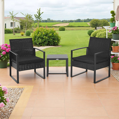 Gartenmöbel-Set für 2 Personen mit geflochtener Rückenlehne aus Polyester-Rattan