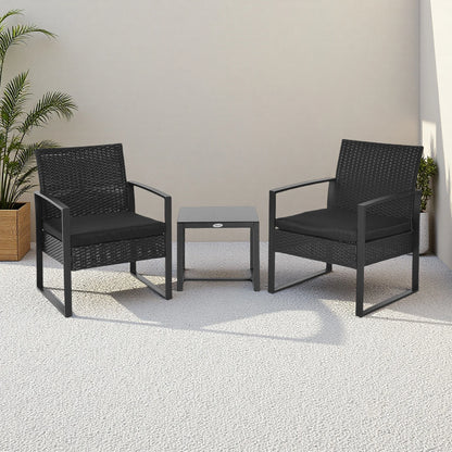 Tuinmeubelset voor 2 personen met rieten rugleuning van polyester rotan