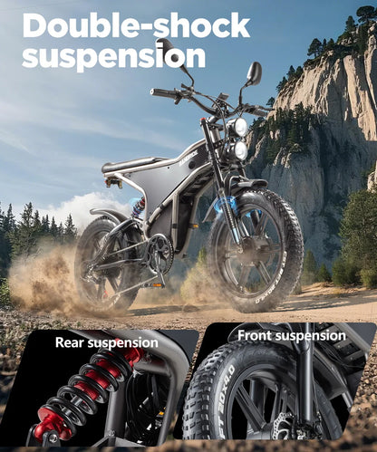 Elektrofahrrad mit Doppelmotor 2×1000W und herausnehmbarem Akku