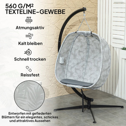Ei-vormige hangstoel voor buiten en binnen
