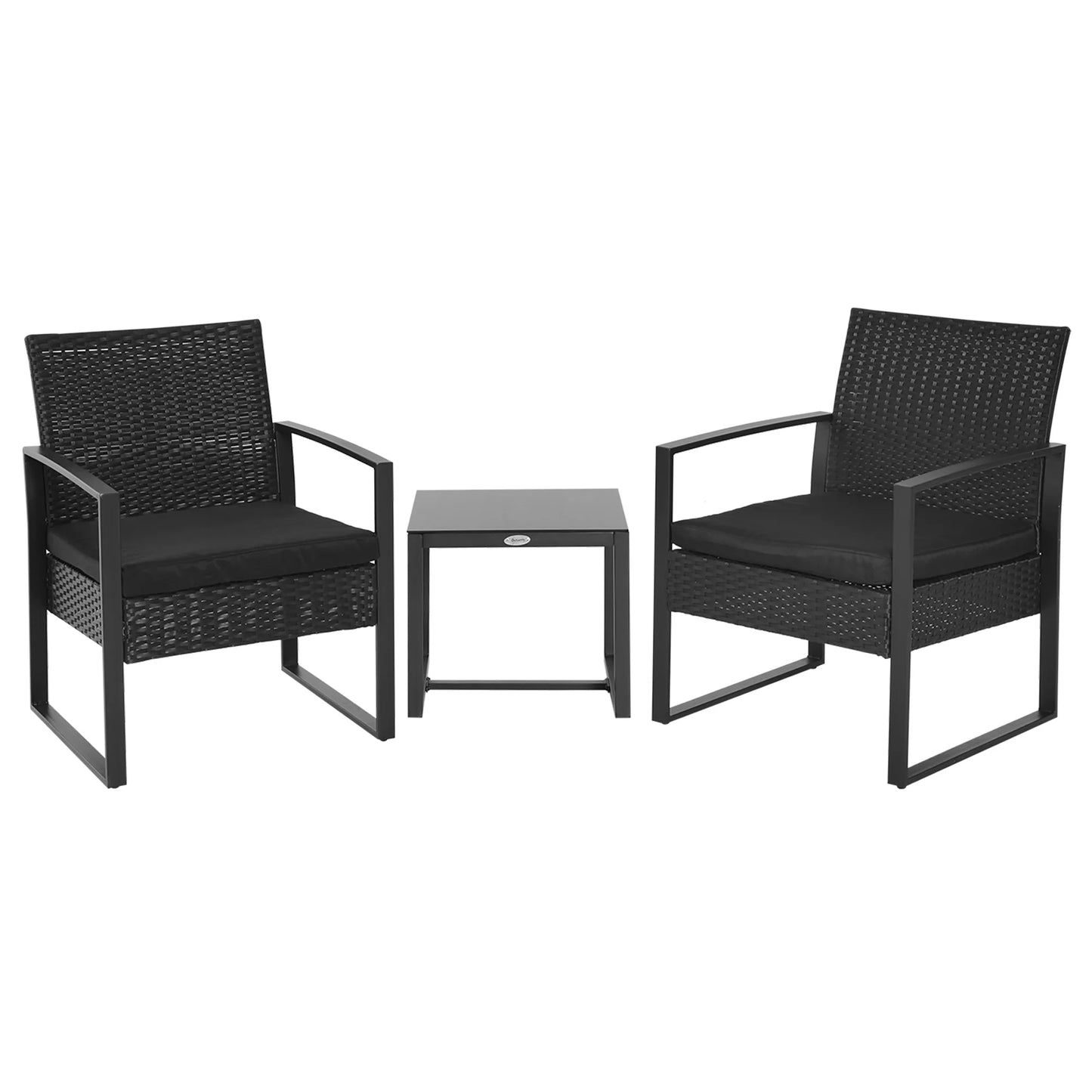 Gartenmöbel-Set für 2 Personen mit geflochtener Rückenlehne aus Polyester-Rattan